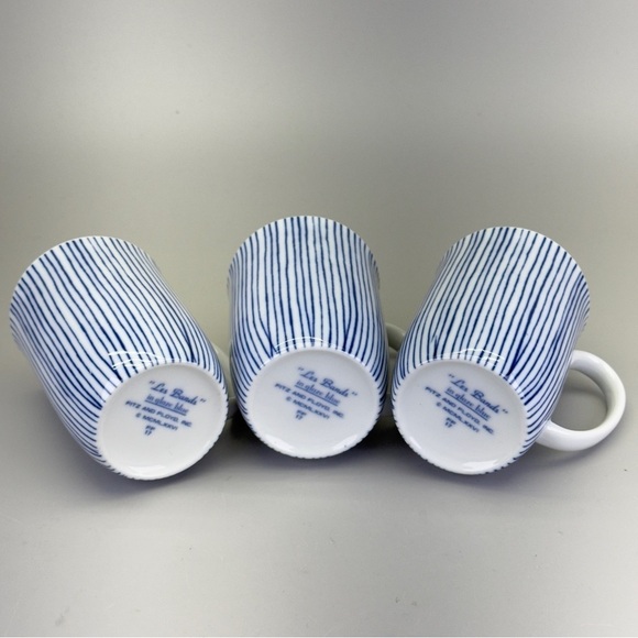 Vintage Fitz and Floyd Les Bands Porcelain
Blue and White Striped Mugs - Picture 9 of 10